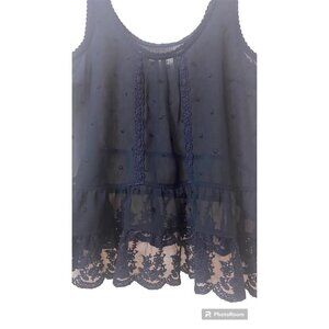 Abercrombie Babydoll Sheer Swiss Polka Dot Lace Peplum Top Camisole, Small